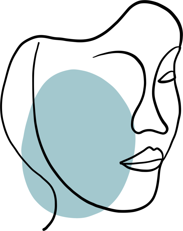 abstract woman face continuous freehand drawing. png