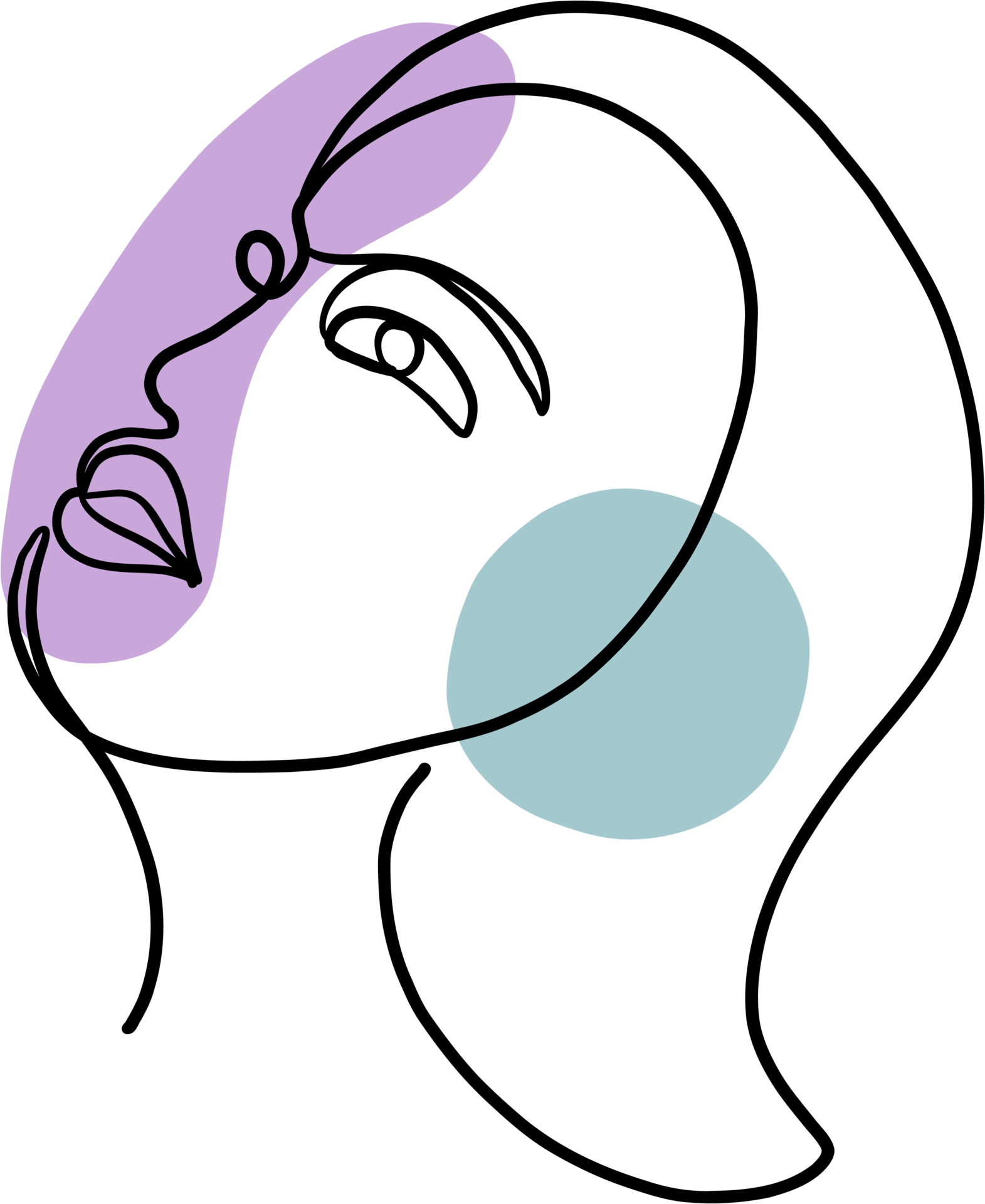 abstract woman face continuous freehand drawing. 13643775 PNG