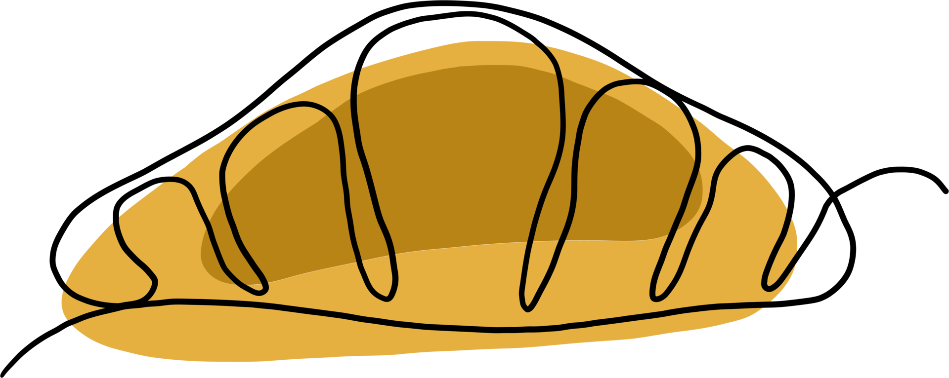 simplicity croissant bread freehand continuous line drawing png