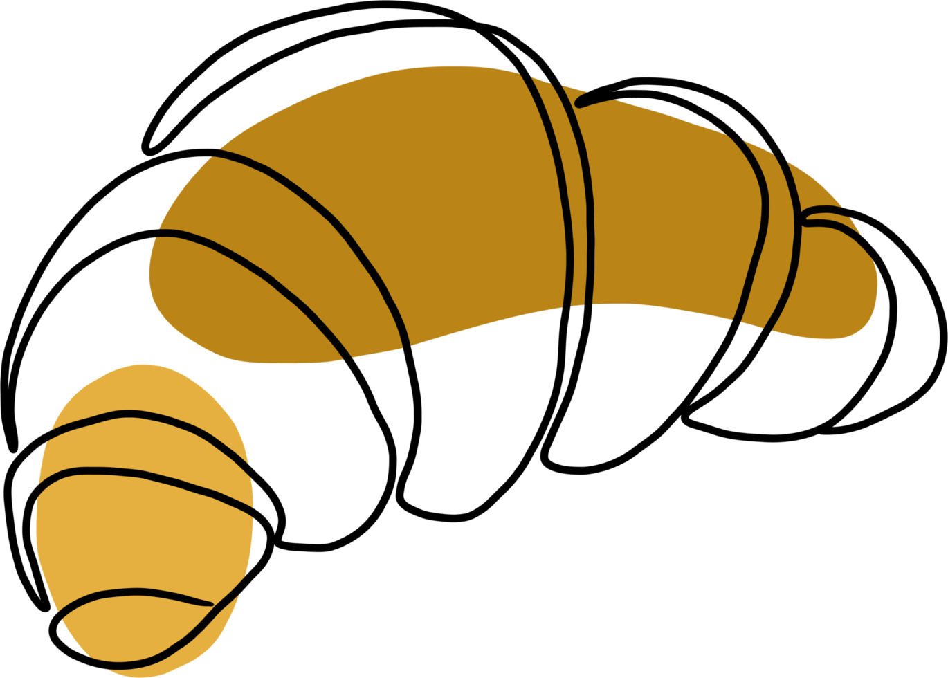 simplicity croissant bread freehand continuous line drawing png