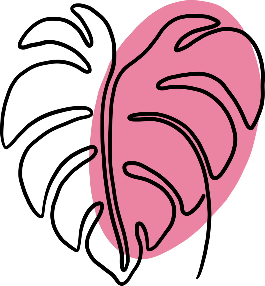simplicity monstera leaf freehand continuous line drawing png