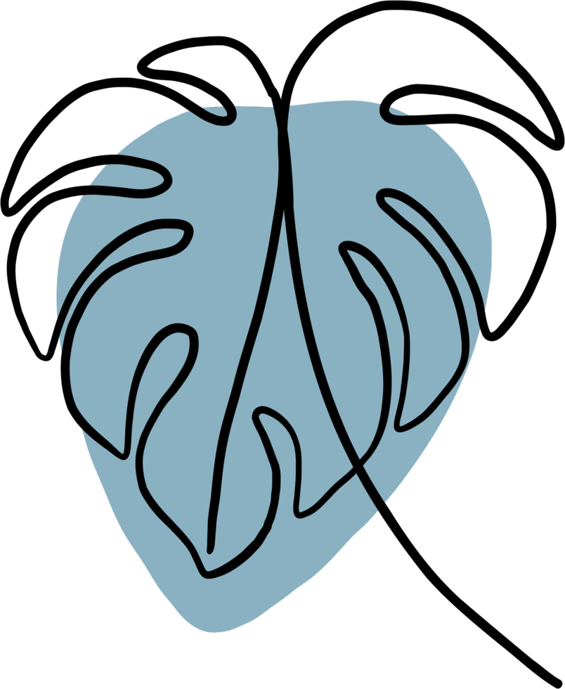 simplicity monstera leaf freehand continuous line drawing png