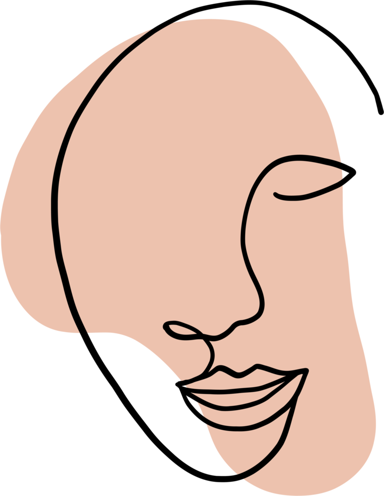 abstract woman face continuous freehand drawing. png