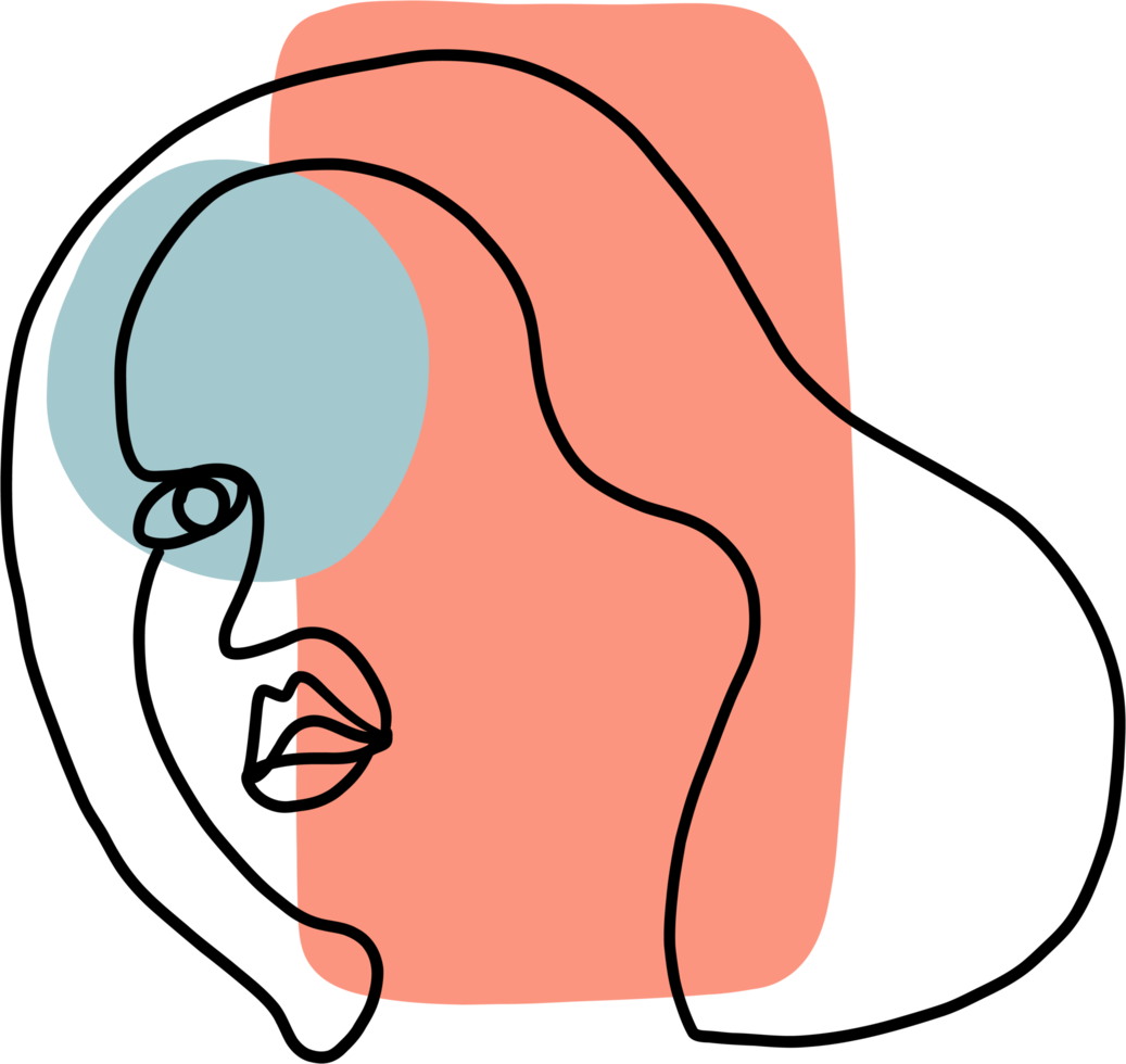 abstract woman face continuous freehand drawing. png