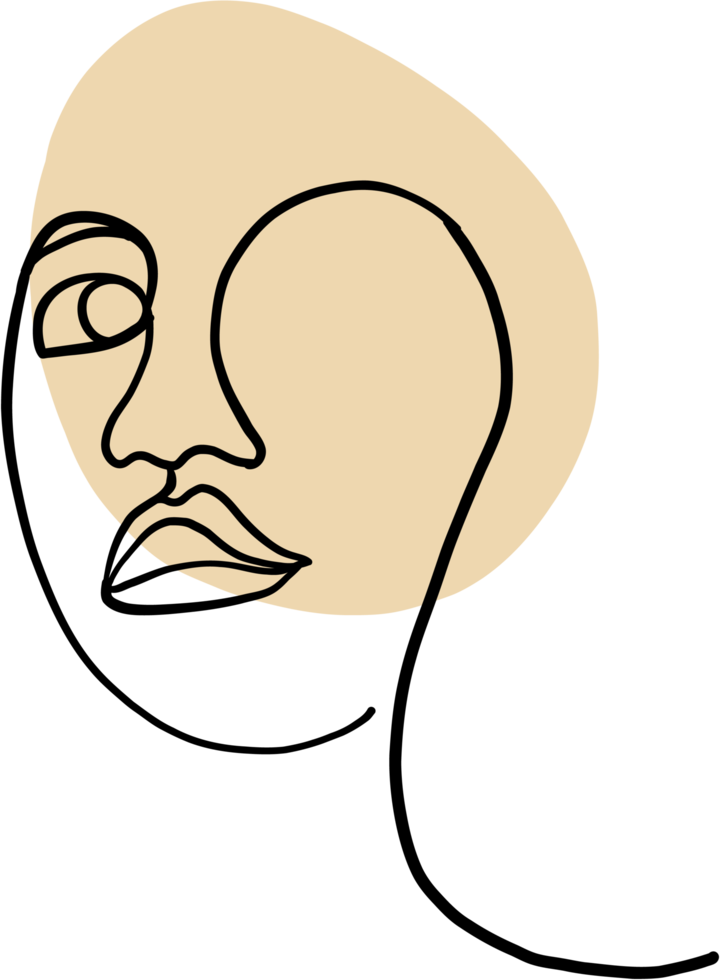 abstract woman face continuous freehand drawing. png