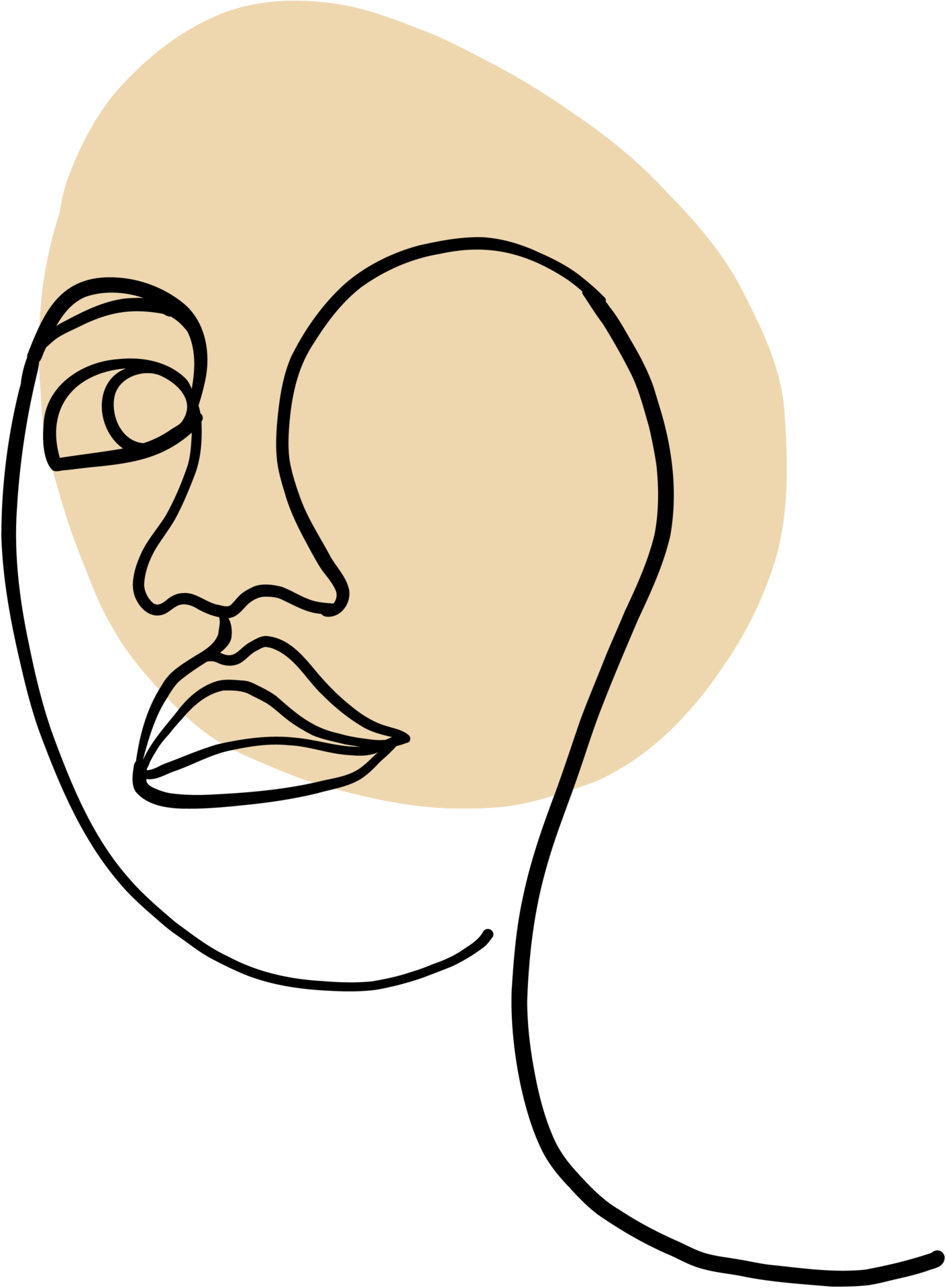 abstract woman face continuous freehand drawing. 13643931 PNG