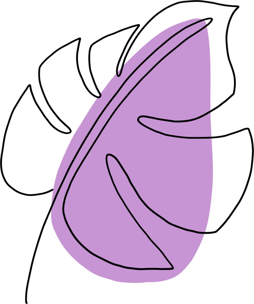 simplicity monstera leaf freehand continuous line drawing png