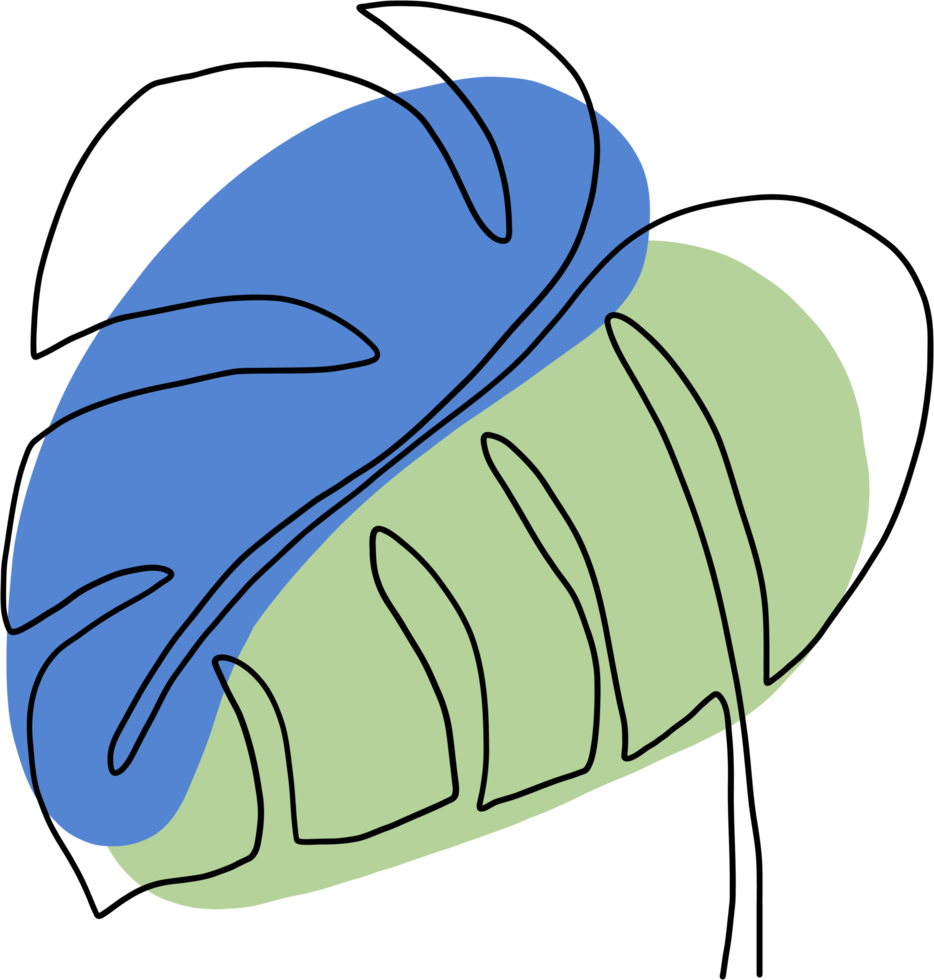 simplicity monstera leaf freehand continuous line drawing png