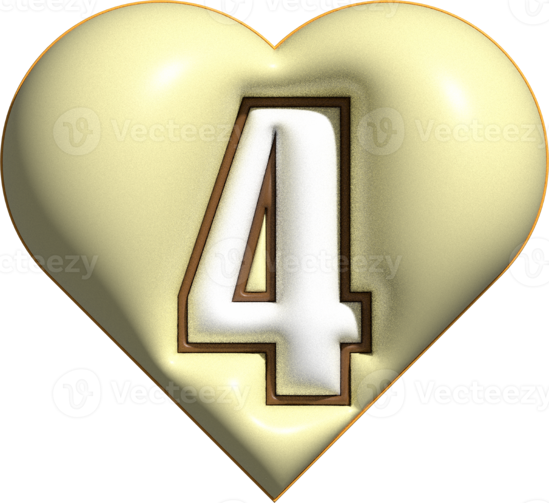 cute 3D number in heart shape decoration png