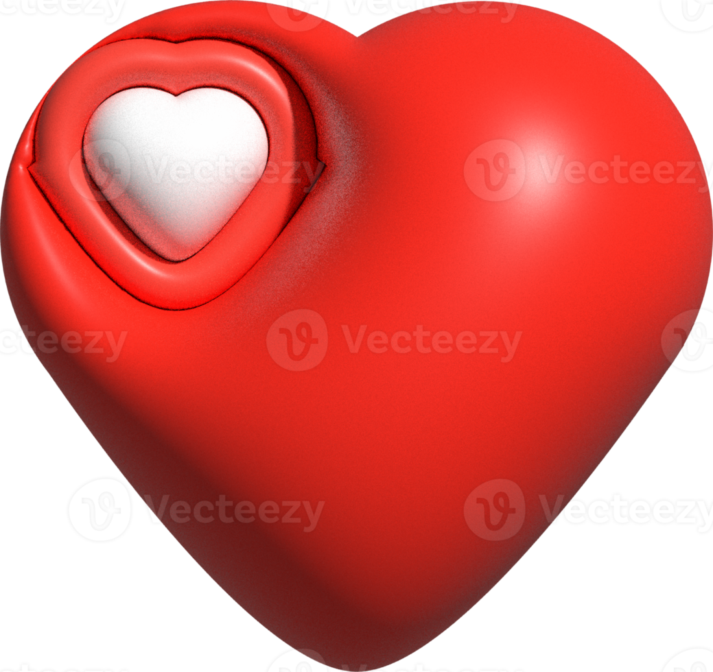 cute 3D red heart shape decoration png