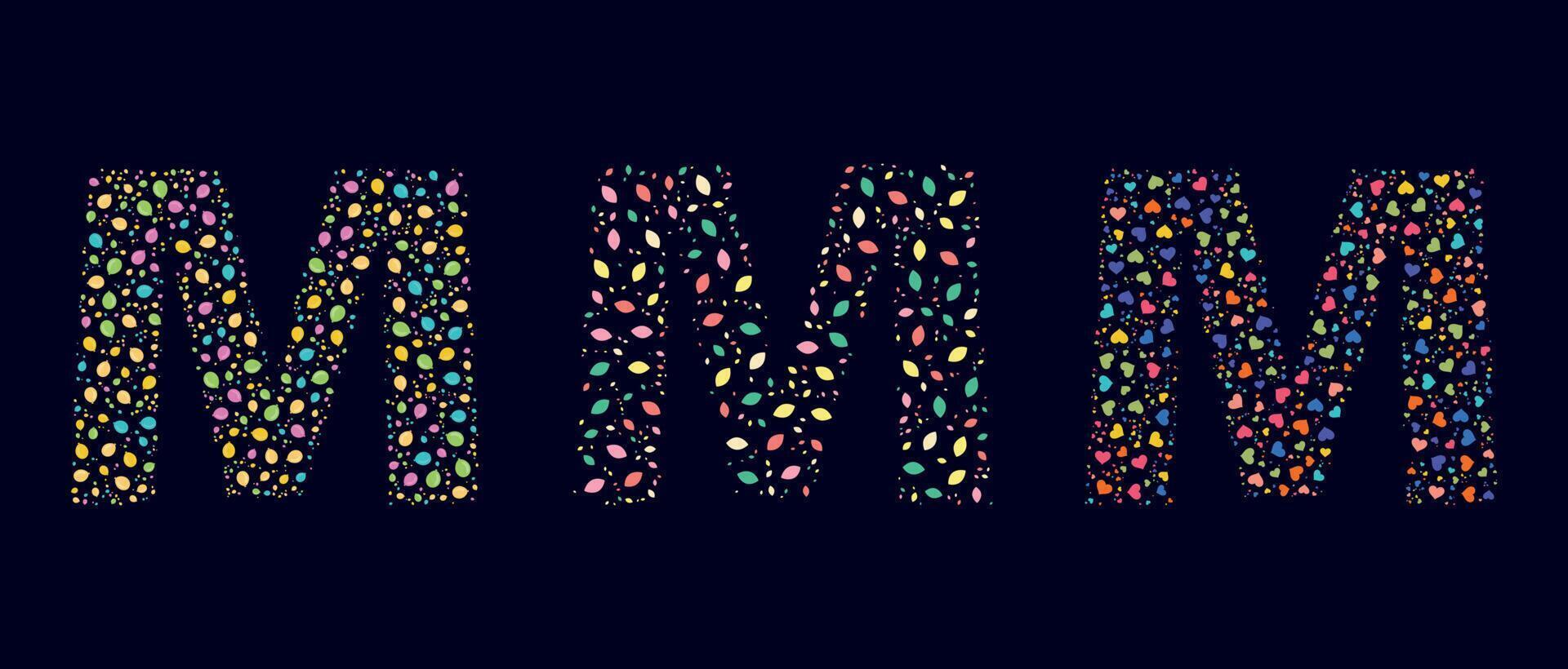 Pattern colors leaves letter M vector