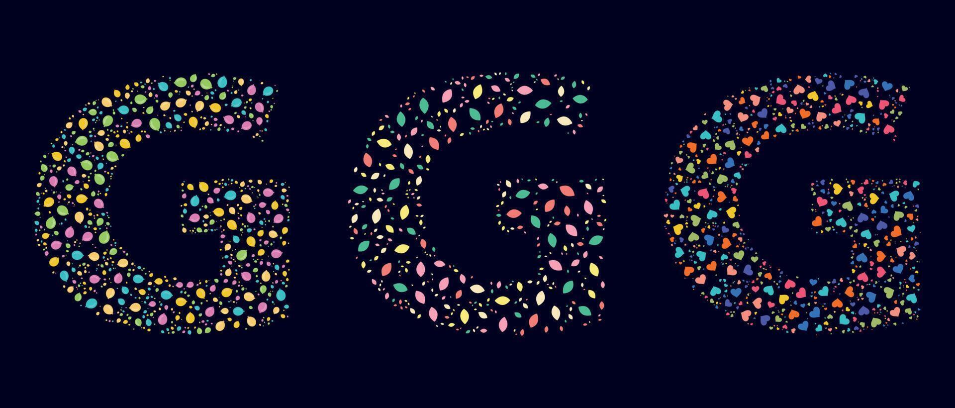 Pattern colors leaves letter G vector
