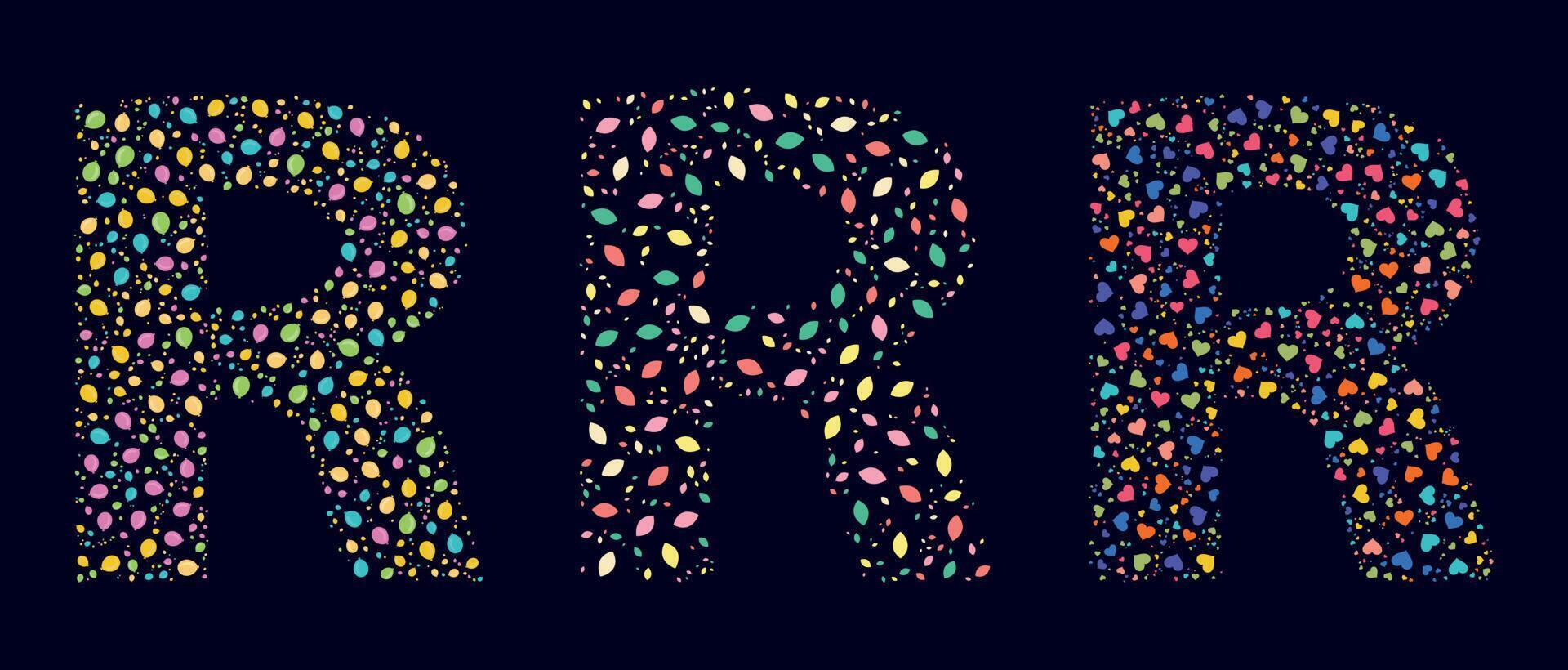 Pattern colors leaves letter R vector