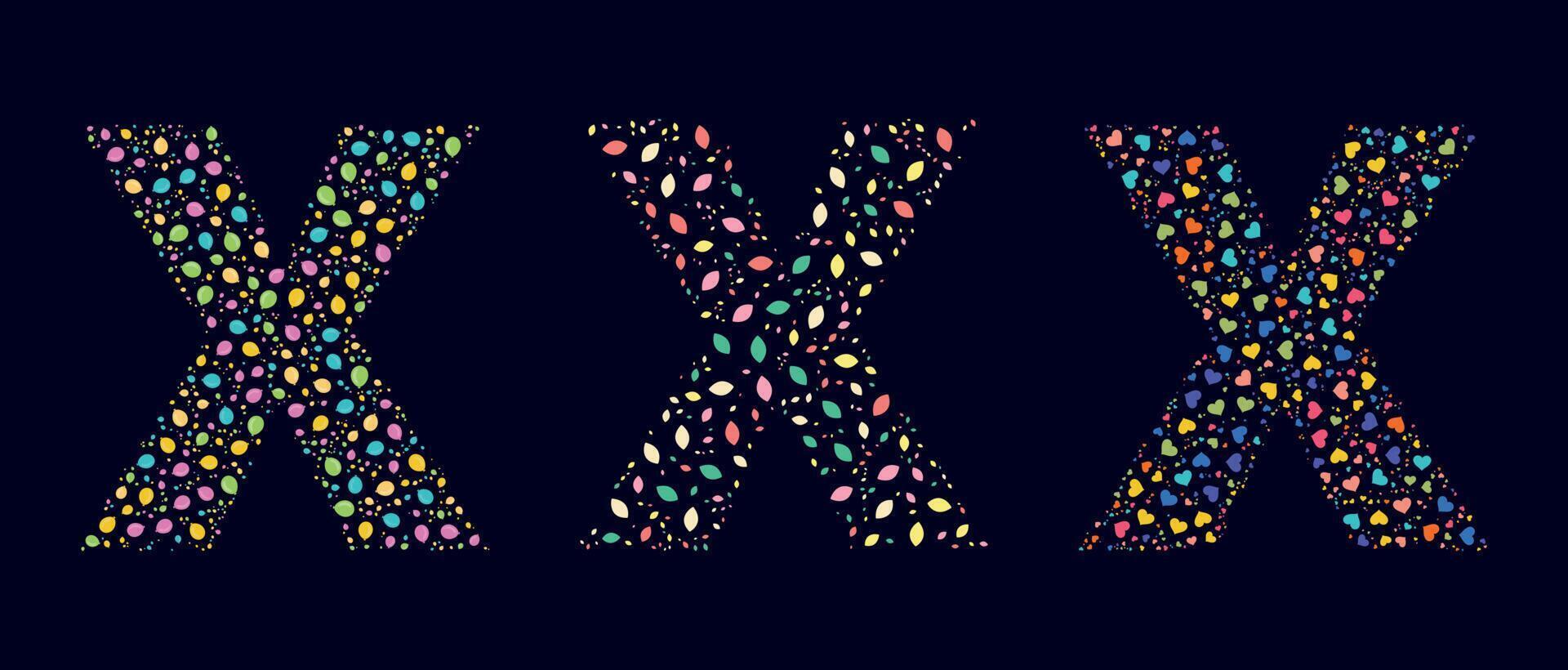 Pattern colors leaves letter X vector