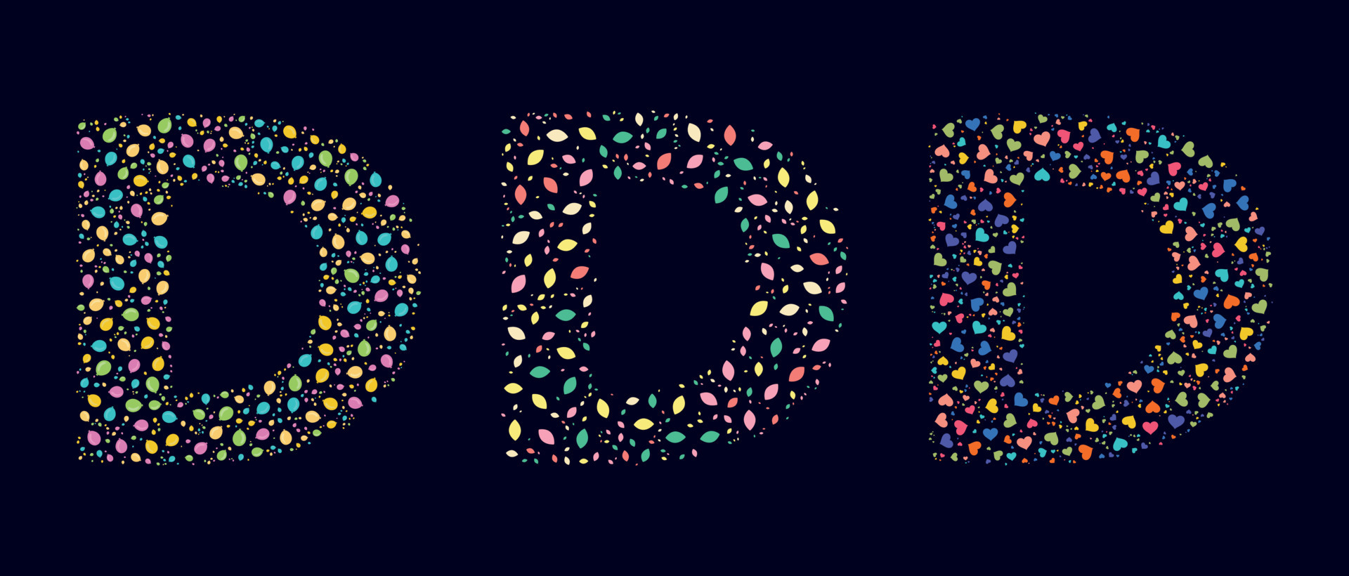 Pattern colors leaves letter D 13644565 Vector Art at Vecteezy