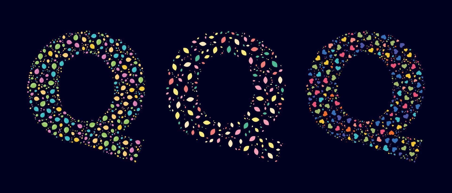 Pattern colors leaves letter Q vector
