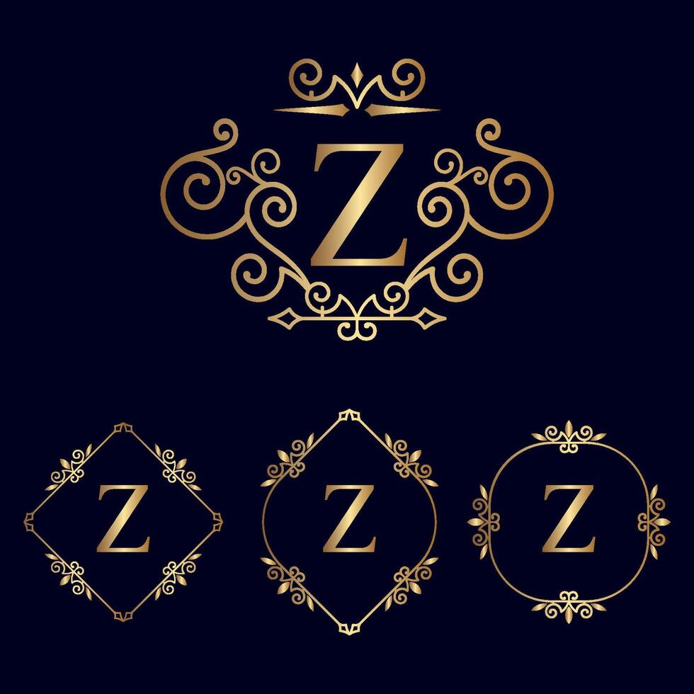 logotipo de belleza real de oro z vector