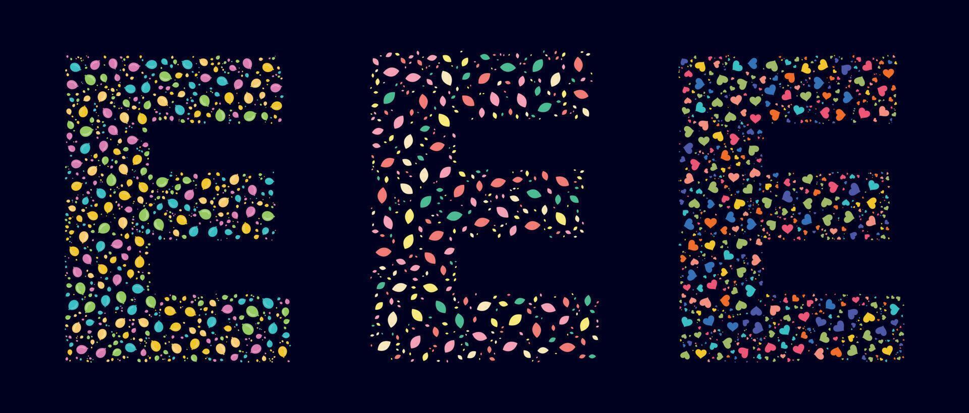 Pattern colors leaves letter E vector