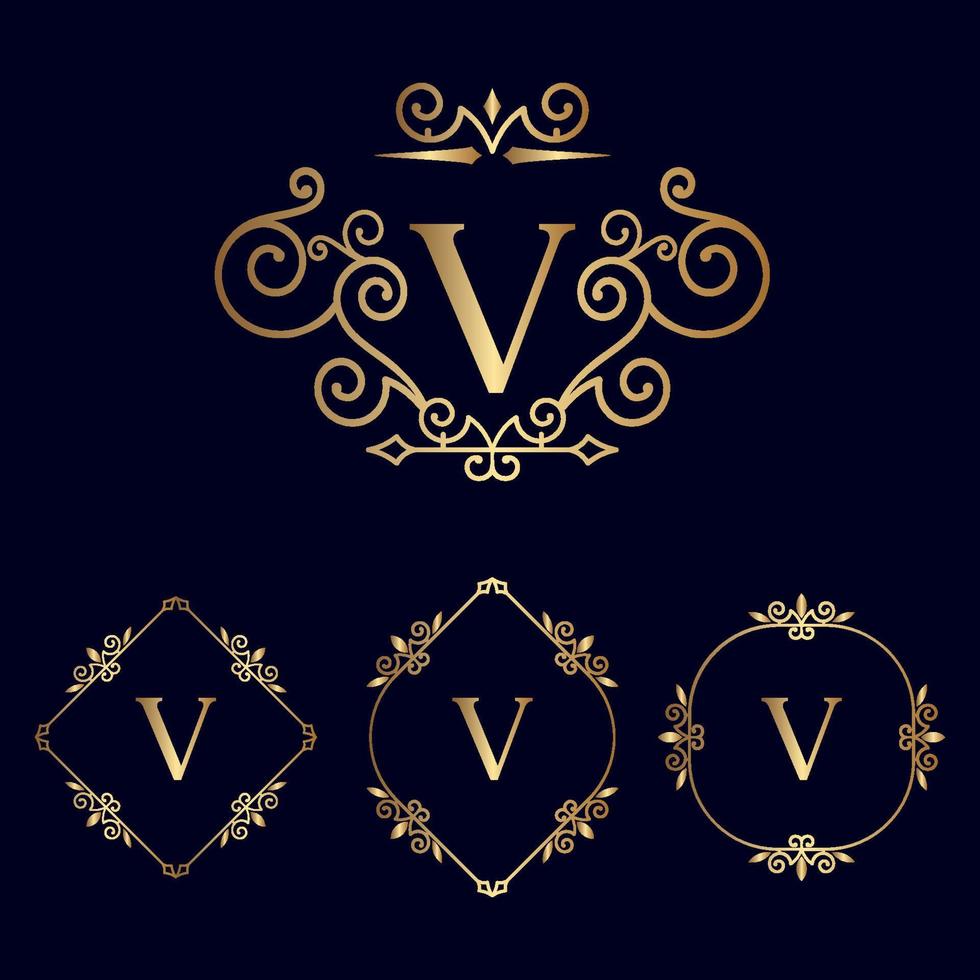 logotipo de belleza real de oro v vector