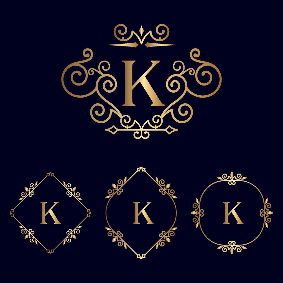 logotipo de belleza real de oro k vector