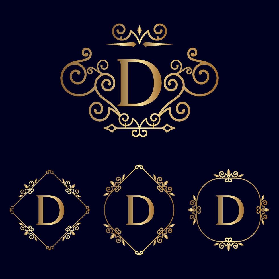 logotipo de belleza real de oro d vector