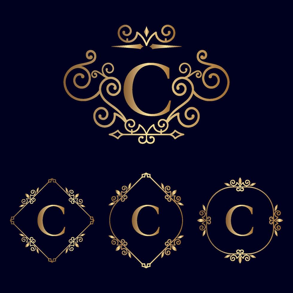 logotipo de belleza real de oro c vector