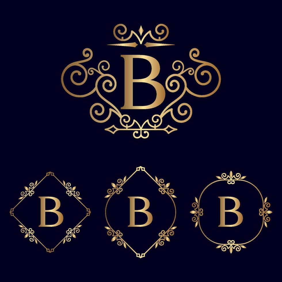 logotipo de belleza real de oro b vector