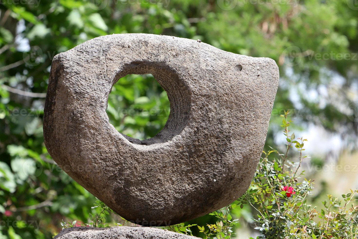 Stones in a city park by the sea in northern Israel photo