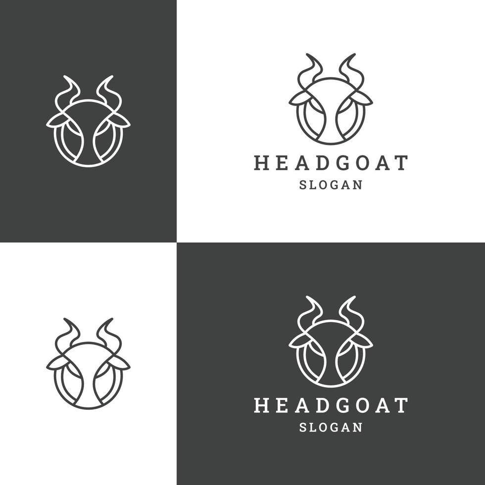 Head goat logo icon flat design template vector