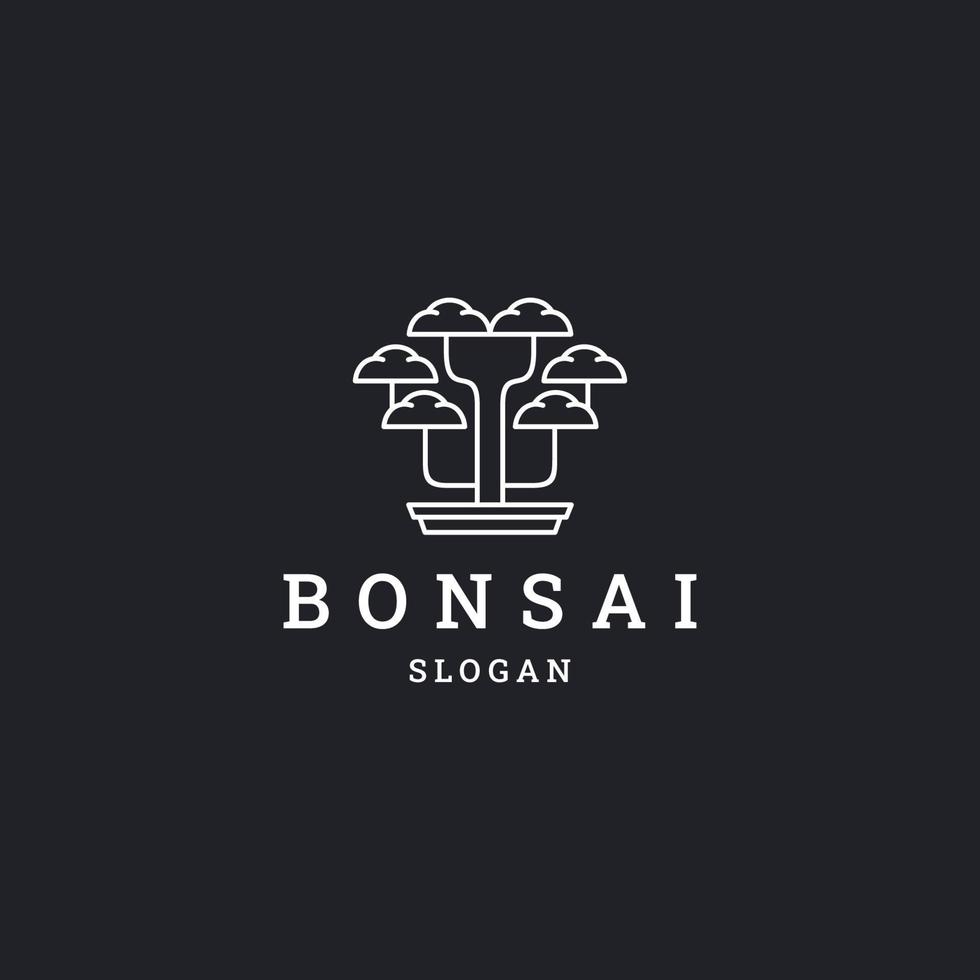 Bonsai logo icon flat design template vector