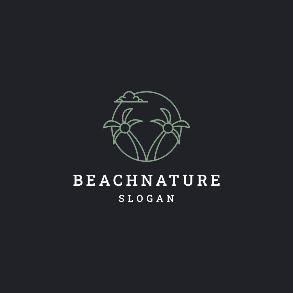 Beach nature simple line art logo template vector illustration design