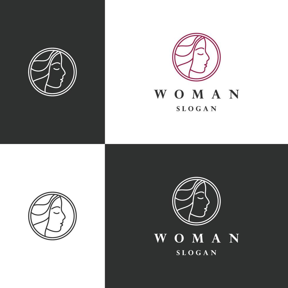 plantilla de diseño plano de icono de logotipo de mujer vector