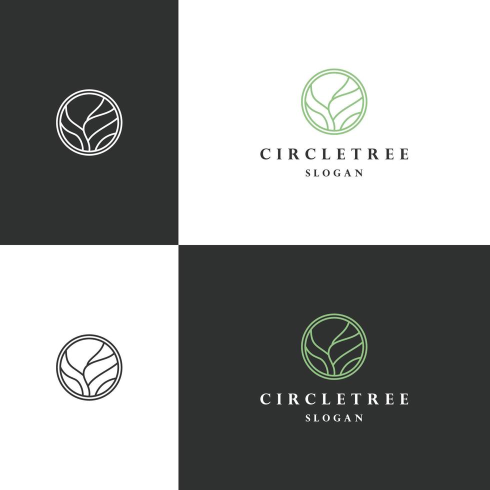 Circle tree logo icon flat design template vector