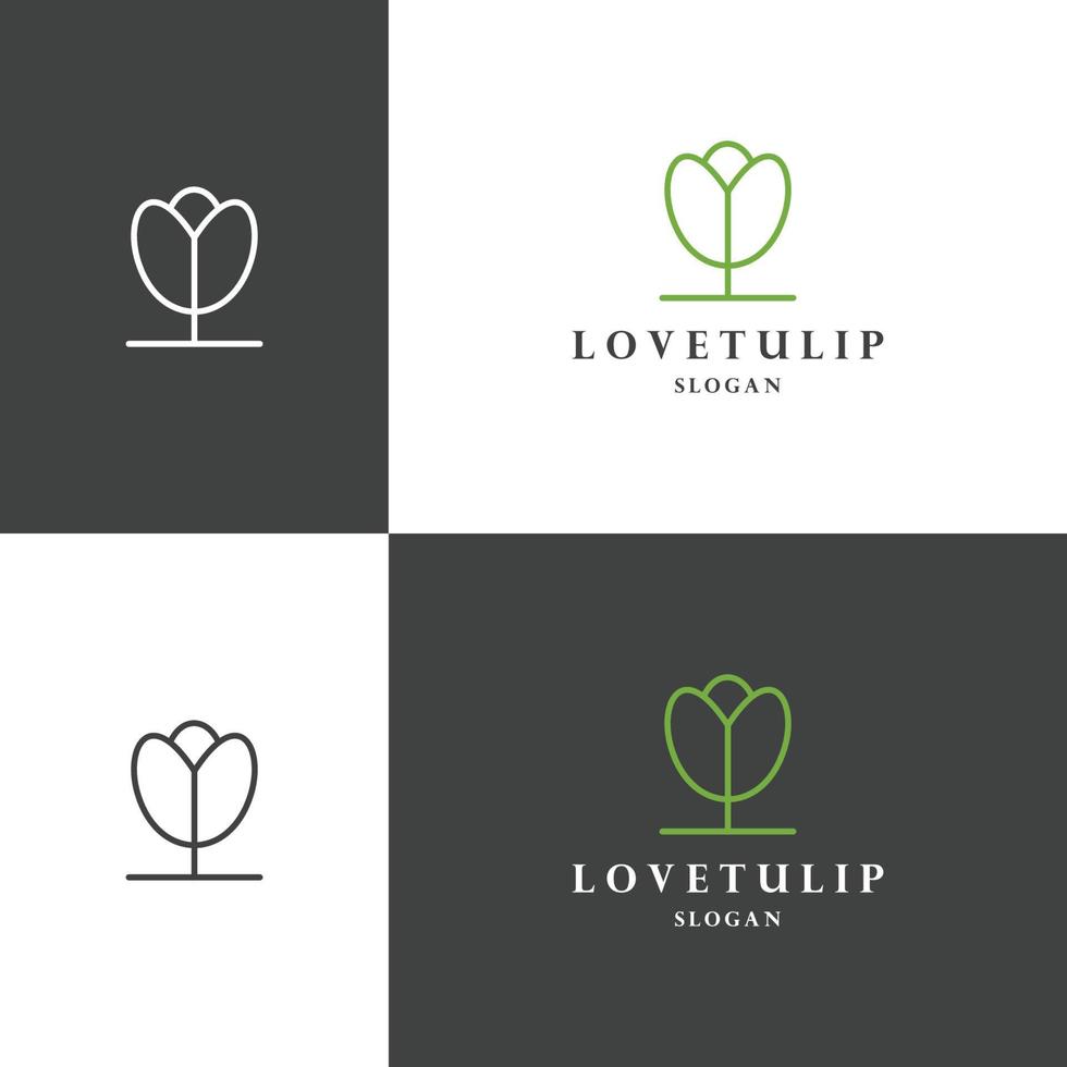 plantilla de diseño plano de icono de logotipo de tulipán de amor vector