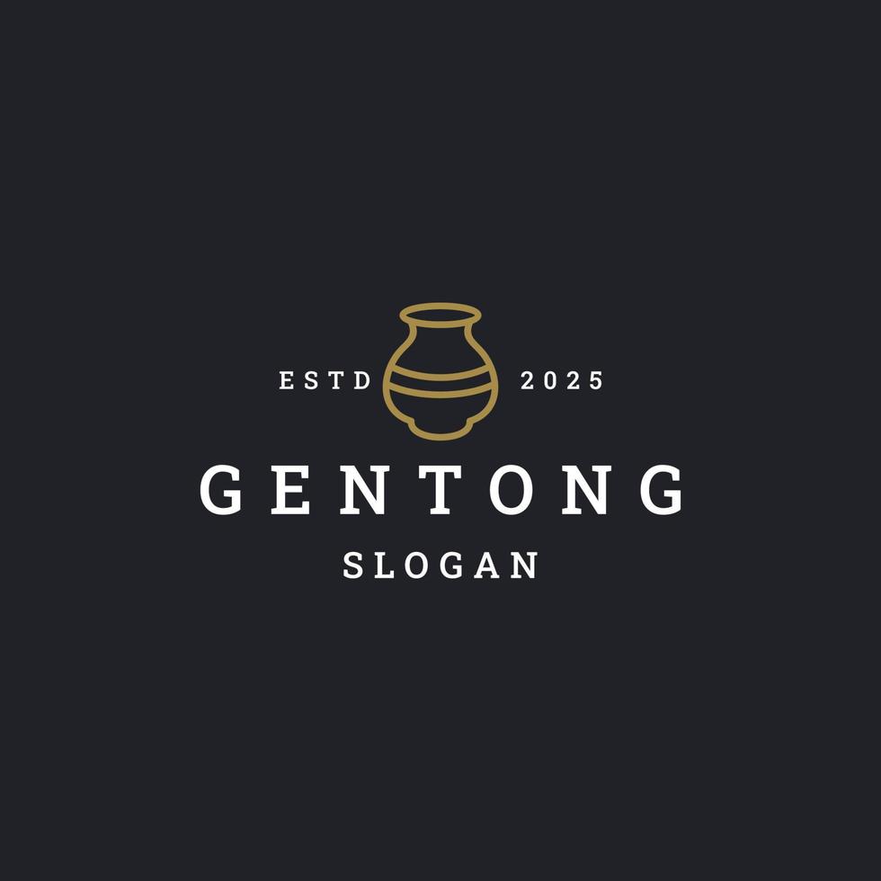 Pot Gentong simple line art logo template vector illustration design