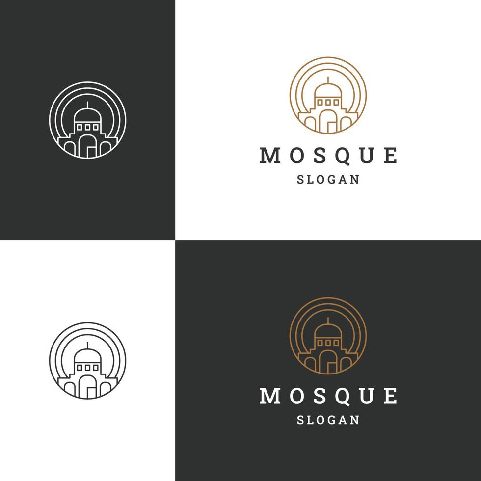 plantilla de diseño plano de icono de logotipo de mezquita vector