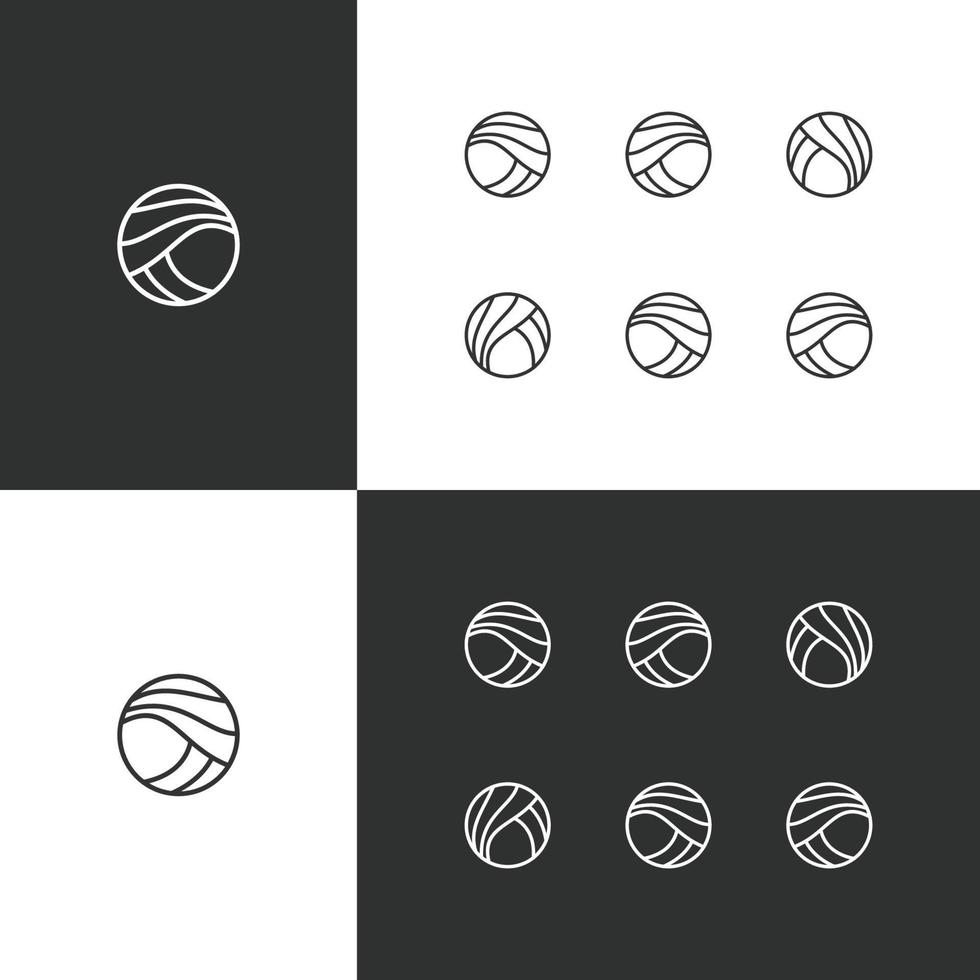 establecer plantilla de diseño plano de icono de logotipo de línea de bola vector