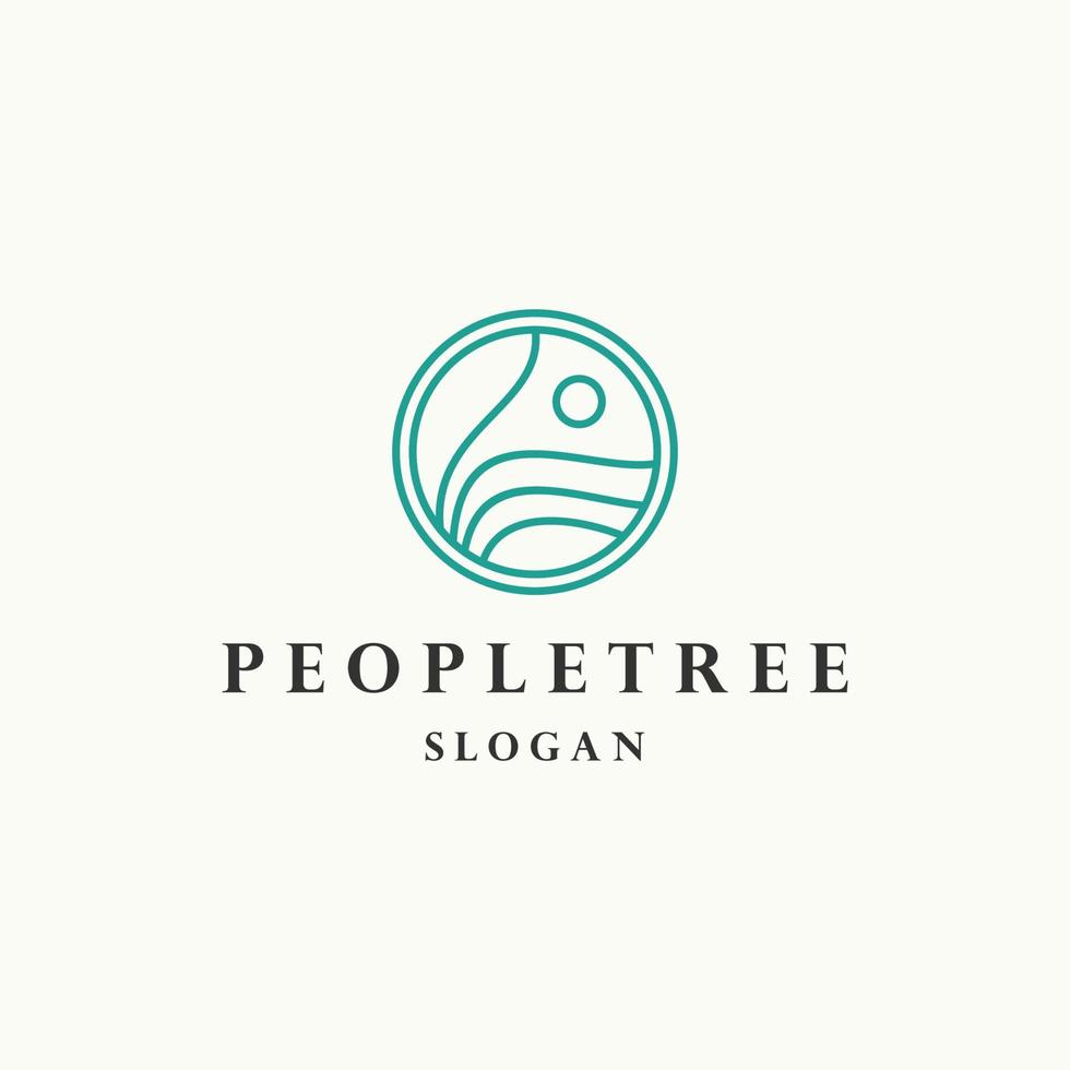 People tree logo icon flat design template vector