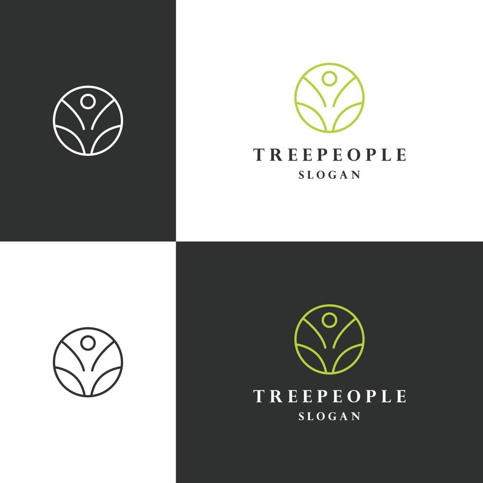 Tree people logo icon flat design template vector