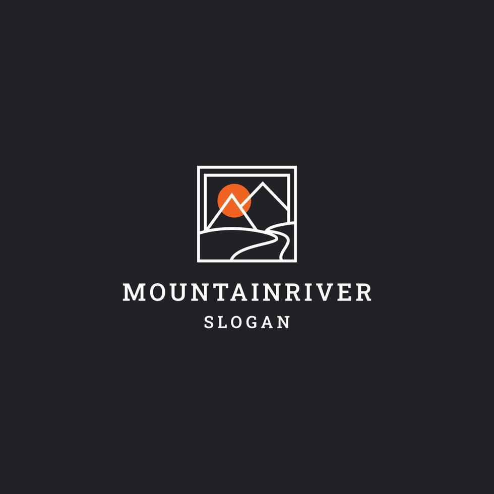 Mountain river logo icon flat design template vector