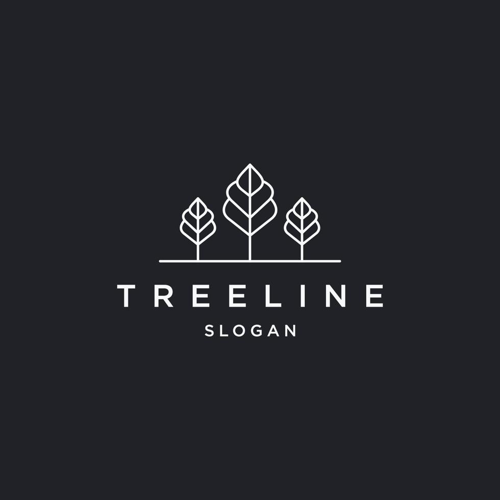 Line tree logo icon flat design template vector