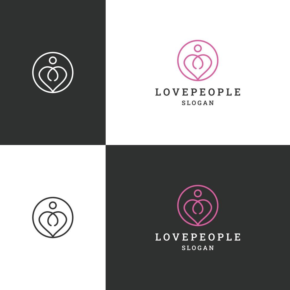 Ilustración de vector de plantilla de diseño de icono de logotipo de personas de amor