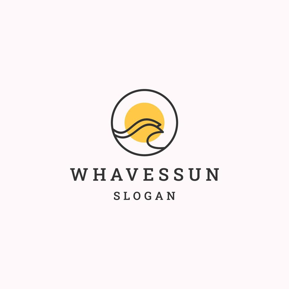 Whave sun logo icon flat design template vector