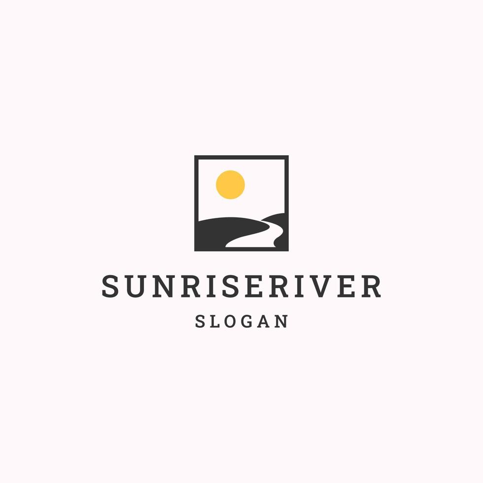 Sunrise river logo icon flat design template vector