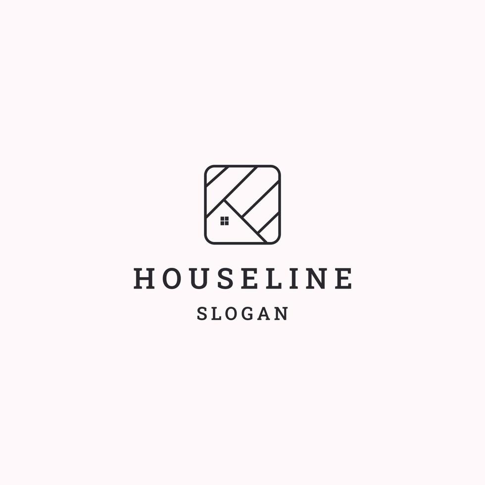 House logo line art icon in black backround vector