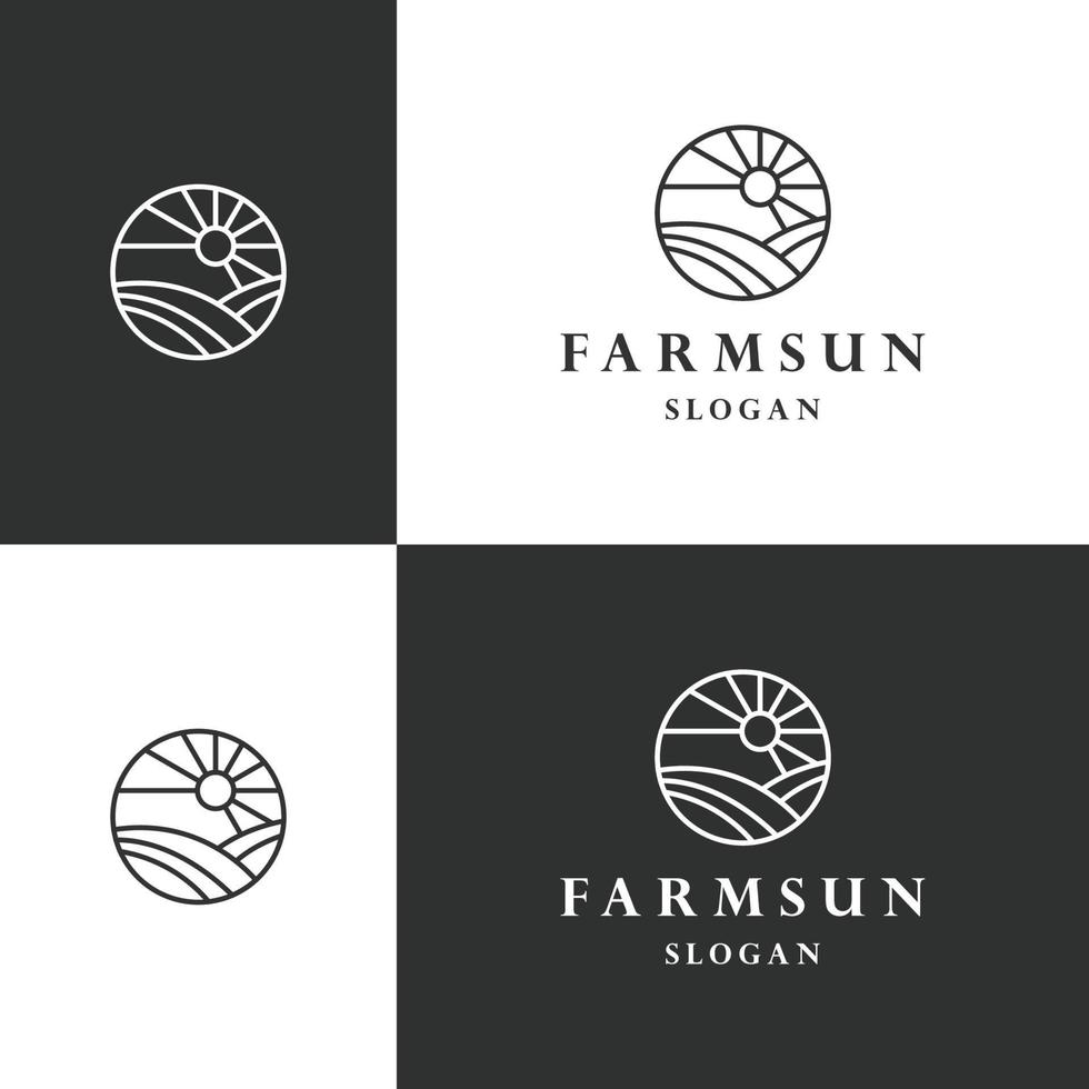 Farm sun logo icon design template vector illustration