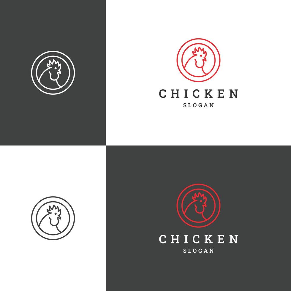 Chicken logo icon flat design template vector