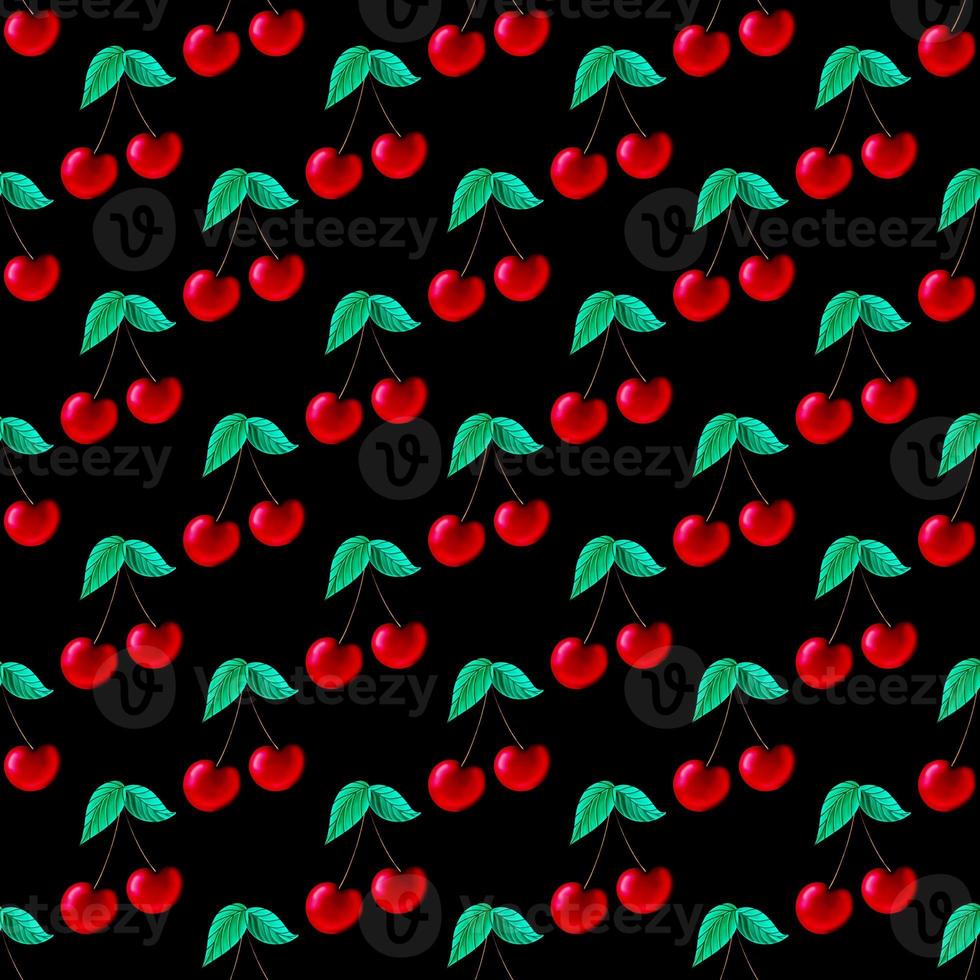 Seamless pattern with cherry berries photo