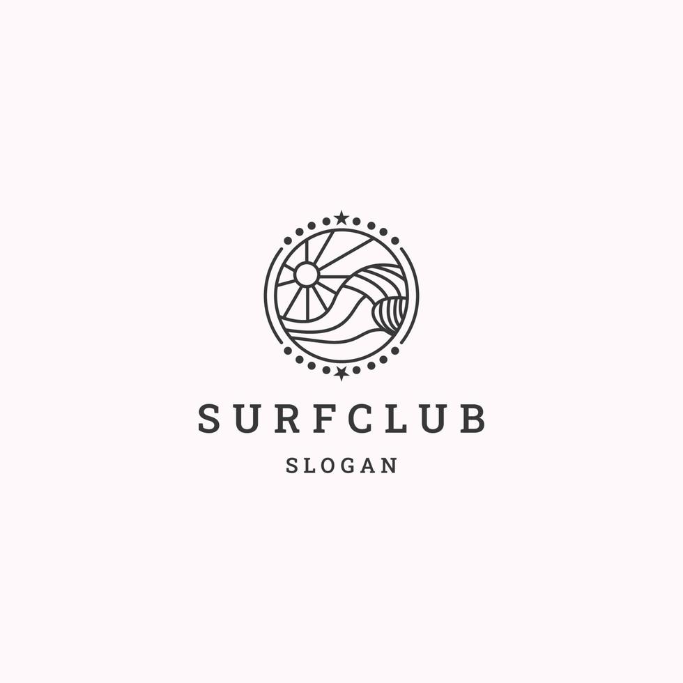 plantilla de diseño de icono de logotipo de club de surf vector