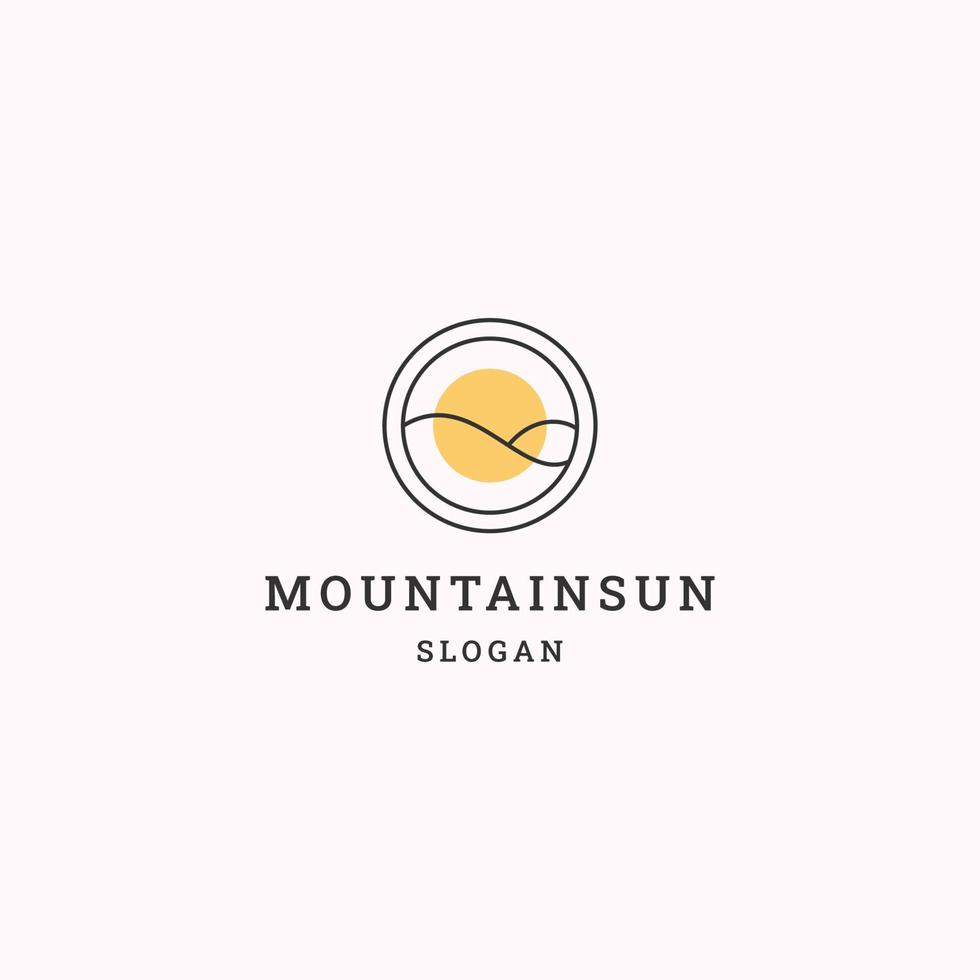 Mountain sun logo icon flat design template vector